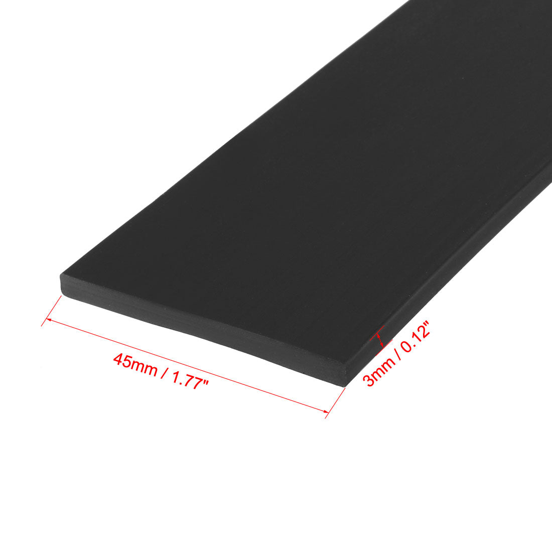 uxcell Uxcell Solid Rectangle Rubber Seal Strip 45mm Wide 3mm Thick, 1 Meter Long Black