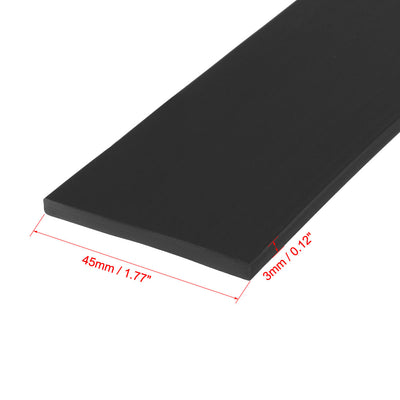 Harfington Uxcell Solid Rectangle Rubber Seal Strip 45mm Wide 3mm Thick, 3 Meters Long Black
