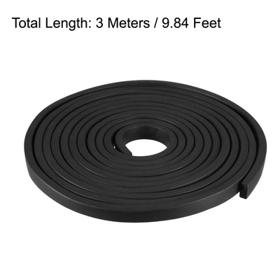 Harfington Uxcell Solid Rectangle Rubber Seal Strip 10mm Wide 5mm Thick, 3 Meters Long Black