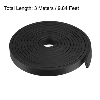 Harfington Uxcell Solid Rectangle Rubber Seal Strip 15mm Wide 5mm Thick, 3 Meters Long Black