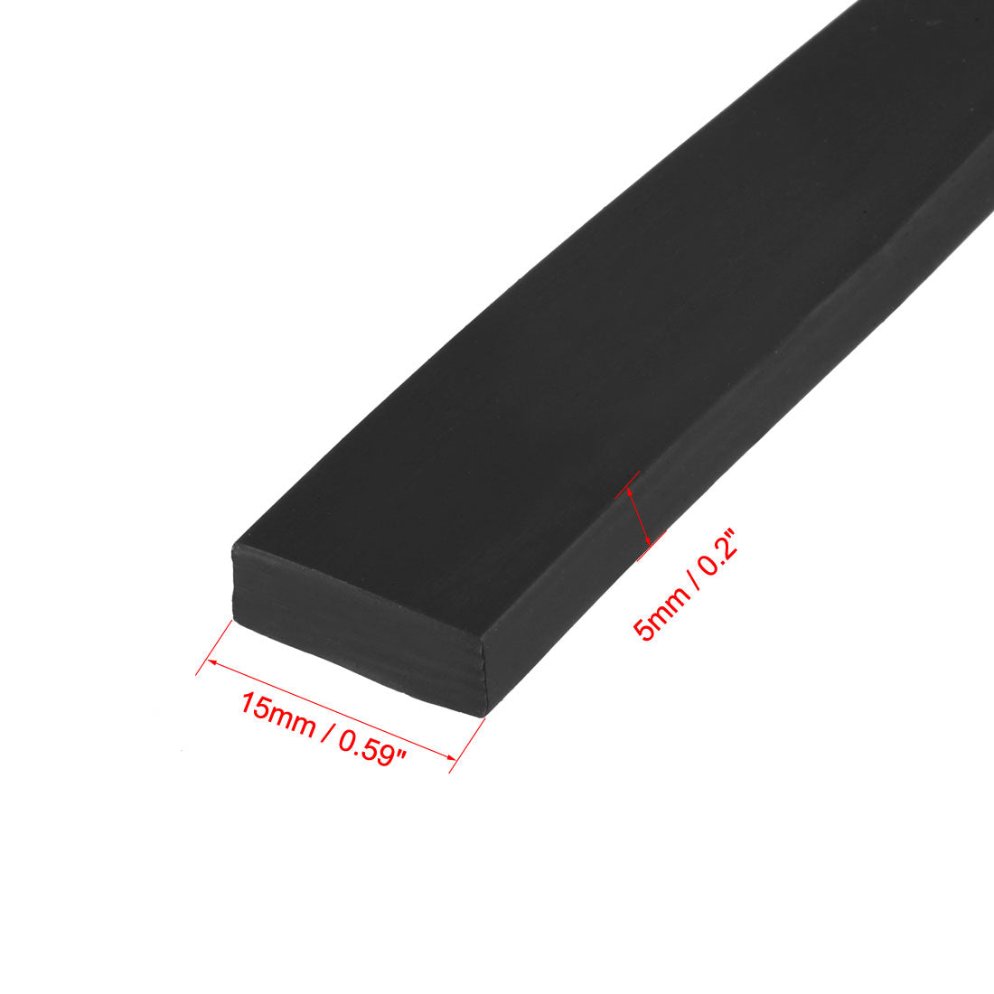 uxcell Uxcell Solid Rectangle Rubber Seal Strip 15mm Wide 5mm Thick, 3 Meters Long Black