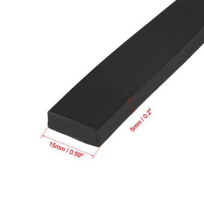 Harfington Uxcell Solid Rectangle Rubber Seal Strip 15mm Wide 5mm Thick, 3 Meters Long Black
