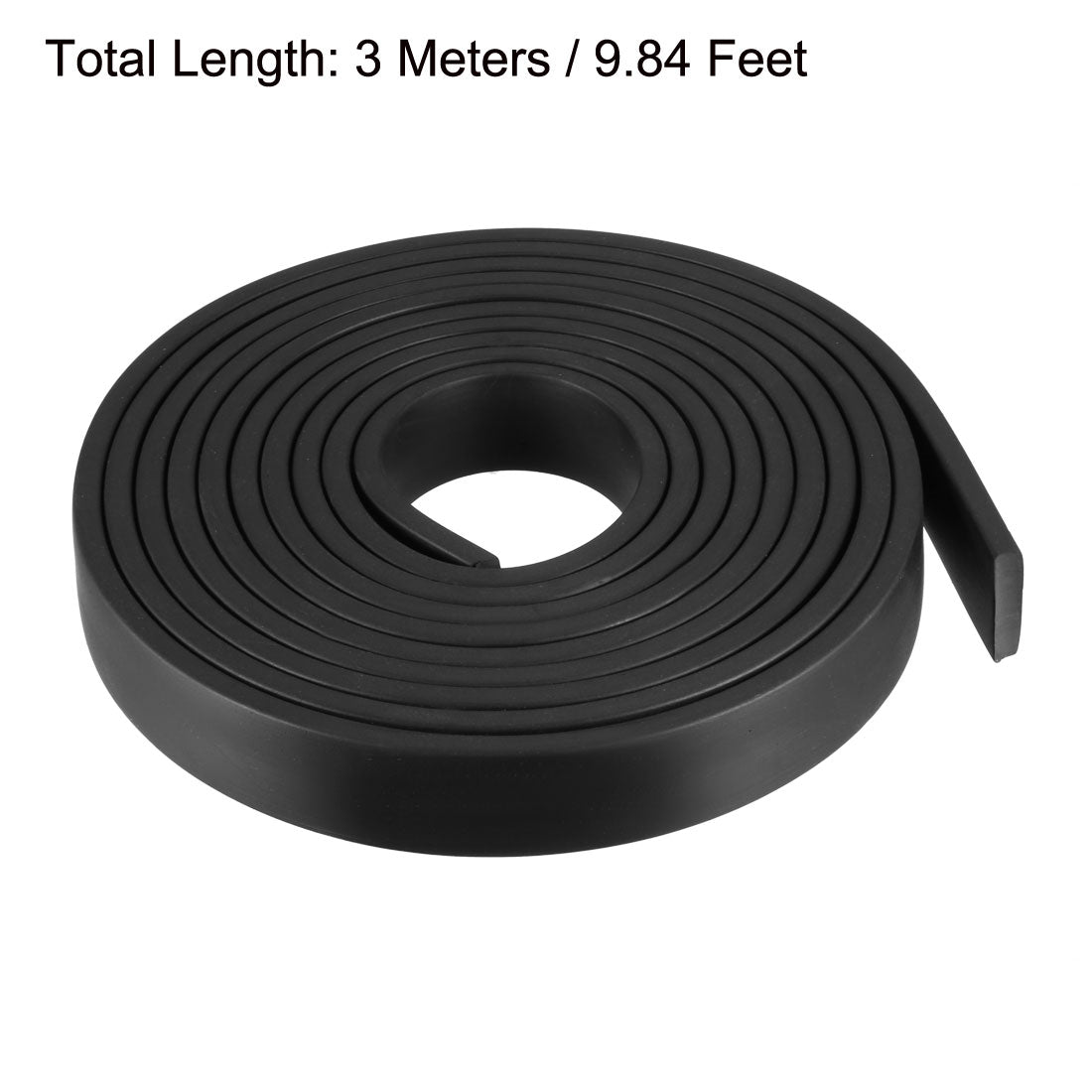 uxcell Uxcell Solid Rectangle Rubber Seal Strip 20mm Wide 5mm Thick, 3 Meters Long Black