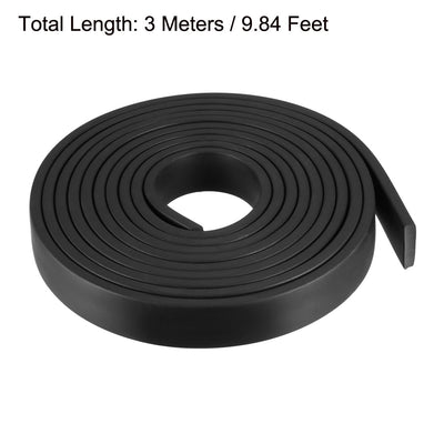 Harfington Uxcell Solid Rectangle Rubber Seal Strip 20mm Wide 5mm Thick, 3 Meters Long Black