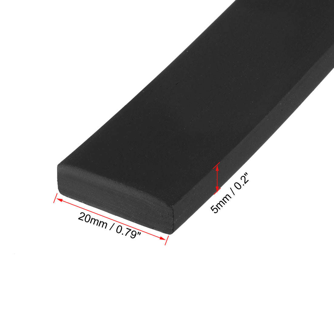 uxcell Uxcell Solid Rectangle Rubber Seal Strip 20mm Wide 5mm Thick, 3 Meters Long Black