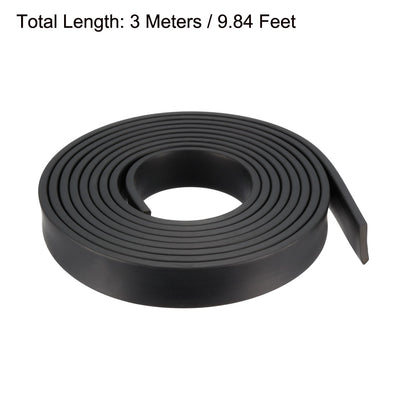 Harfington Uxcell Solid Rectangle Rubber Seal Strip 25mm Wide 5mm Thick, 3 Meters Long Black