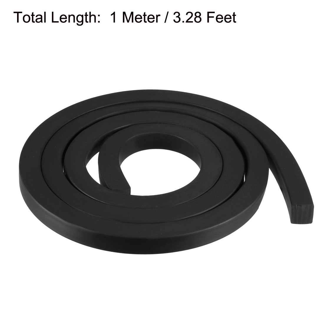 uxcell Uxcell Solid Rectangle Rubber Seal Strip 10mm Wide 10mm Thick, 1 Meter Long Black
