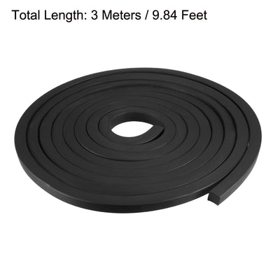 Harfington Uxcell Solid Rectangle Rubber Seal Strip 10mm Wide 10mm Thick, 3 Meters Long Black