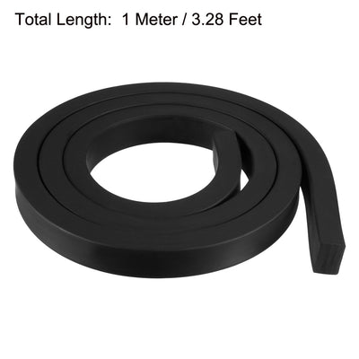 Harfington Uxcell Solid Rectangle Rubber Seal Strip 15mm Wide 10mm Thick, 1 Meter Long Black