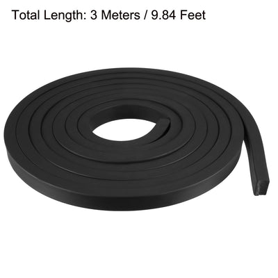 Harfington Uxcell Solid Rectangle Rubber Seal Strip 15mm Wide 10mm Thick, 3 Meters Long Black