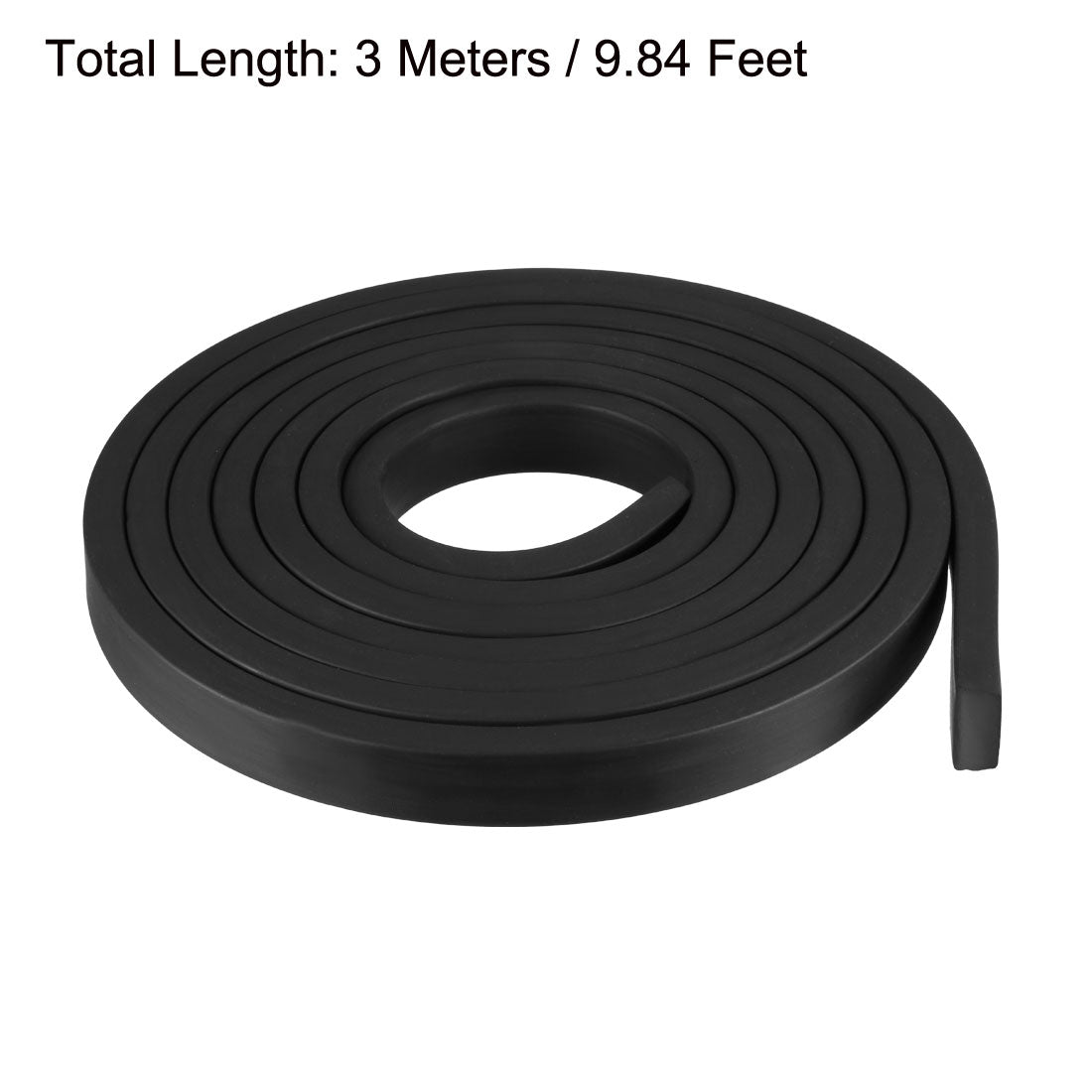 uxcell Uxcell Solid Rectangle Rubber Seal Strip 20mm Wide 10mm Thick, 3 Meters Long Black