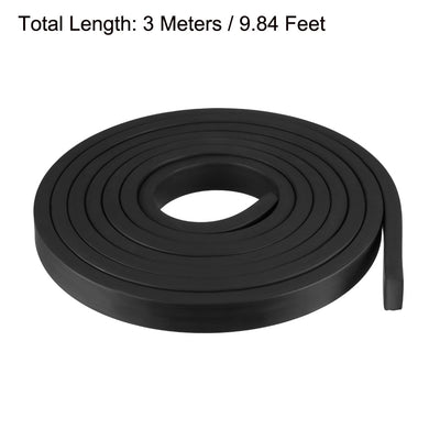 Harfington Uxcell Solid Rectangle Rubber Seal Strip 20mm Wide 10mm Thick, 3 Meters Long Black