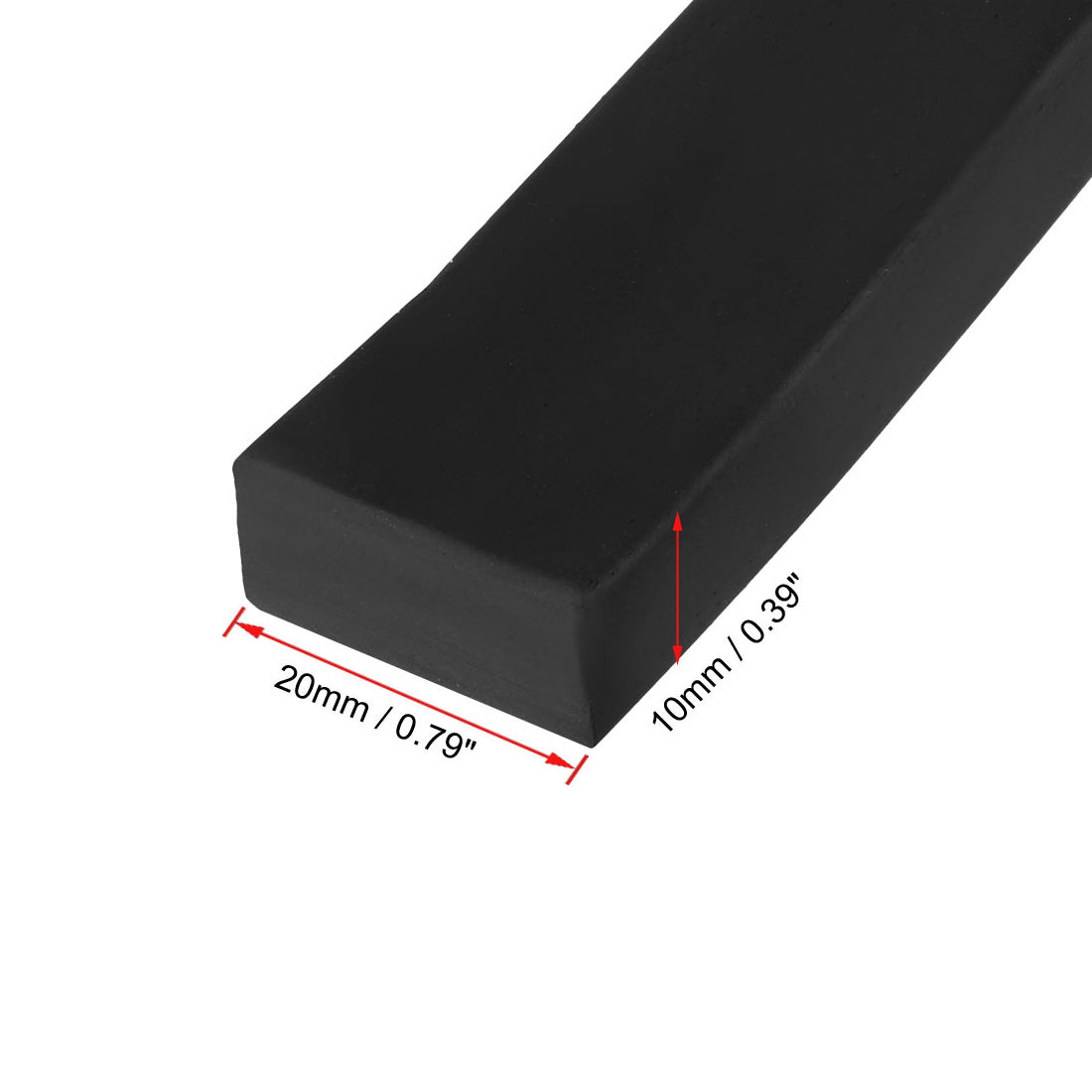 uxcell Uxcell Solid Rectangle Rubber Seal Strip 20mm Wide 10mm Thick, 3 Meters Long Black