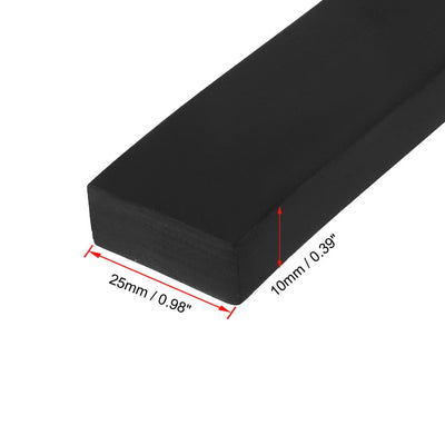 Harfington Uxcell Solid Rectangle Rubber Seal Strip 25mm Wide 10mm Thick, 3 Meters Long Black
