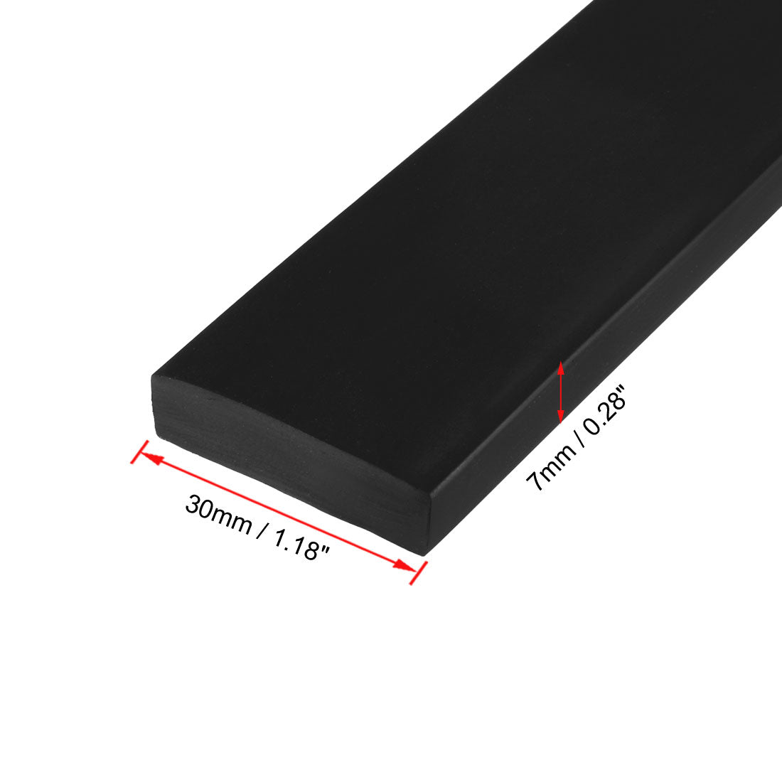 uxcell Uxcell Solid Rectangle Rubber Seal Strip 30mm Wide 7mm Thick, 1 Meter Long Black