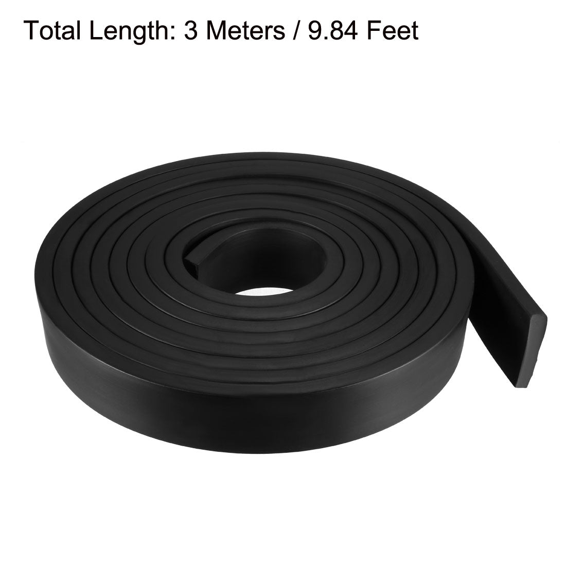 uxcell Uxcell Solid Rectangle Rubber Seal Strip 30mm Wide 7mm Thick, 3 Meters Long Black