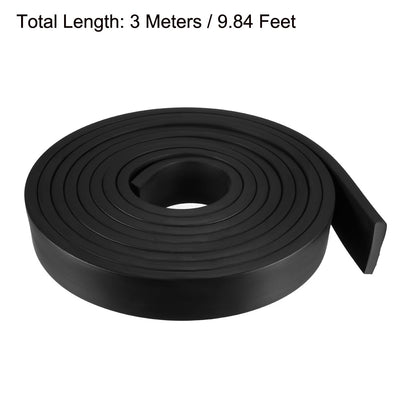 Harfington Uxcell Solid Rectangle Rubber Seal Strip 30mm Wide 7mm Thick, 3 Meters Long Black