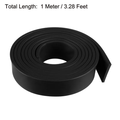 Harfington Uxcell Solid Rectangle Rubber Seal Strip 15mm Wide 2mm Thick, 1 Meter Long Black