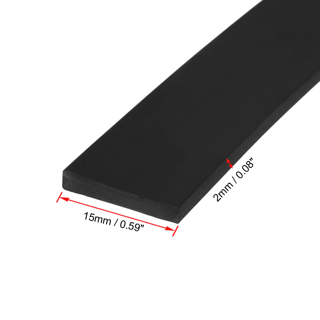 uxcell Uxcell Solid Rectangle Rubber Seal Strip 15mm Wide 2mm Thick, 1 Meter Long Black