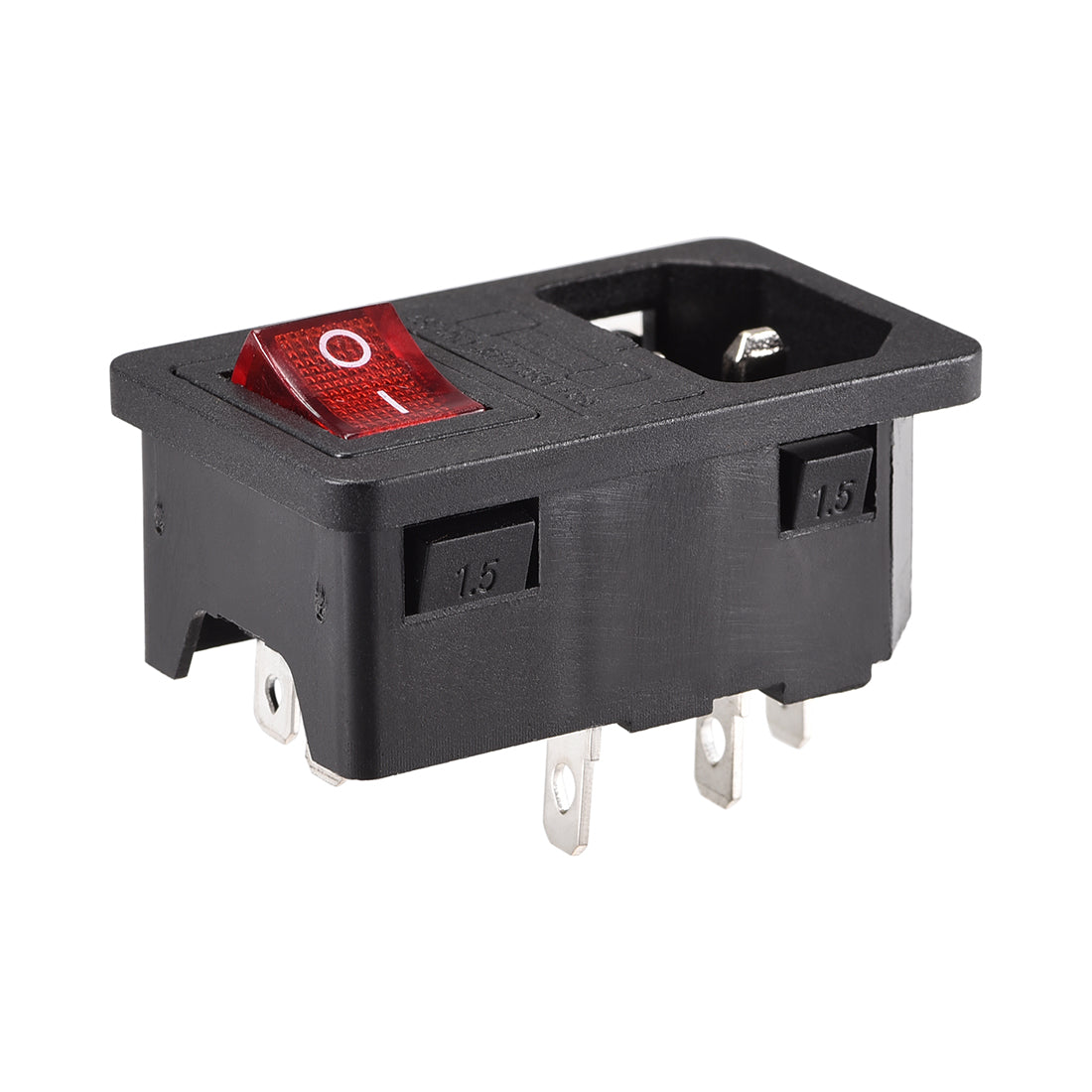 uxcell Uxcell Red Rocker Switch Fused IEC 320 C14 Inlet Power Socket Fuse Switch Connector Plug Connector