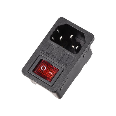 Harfington Uxcell Red Rocker Switch Fused IEC 320 C14 Inlet Power Socket Fuse Switch Connector Plug Connector