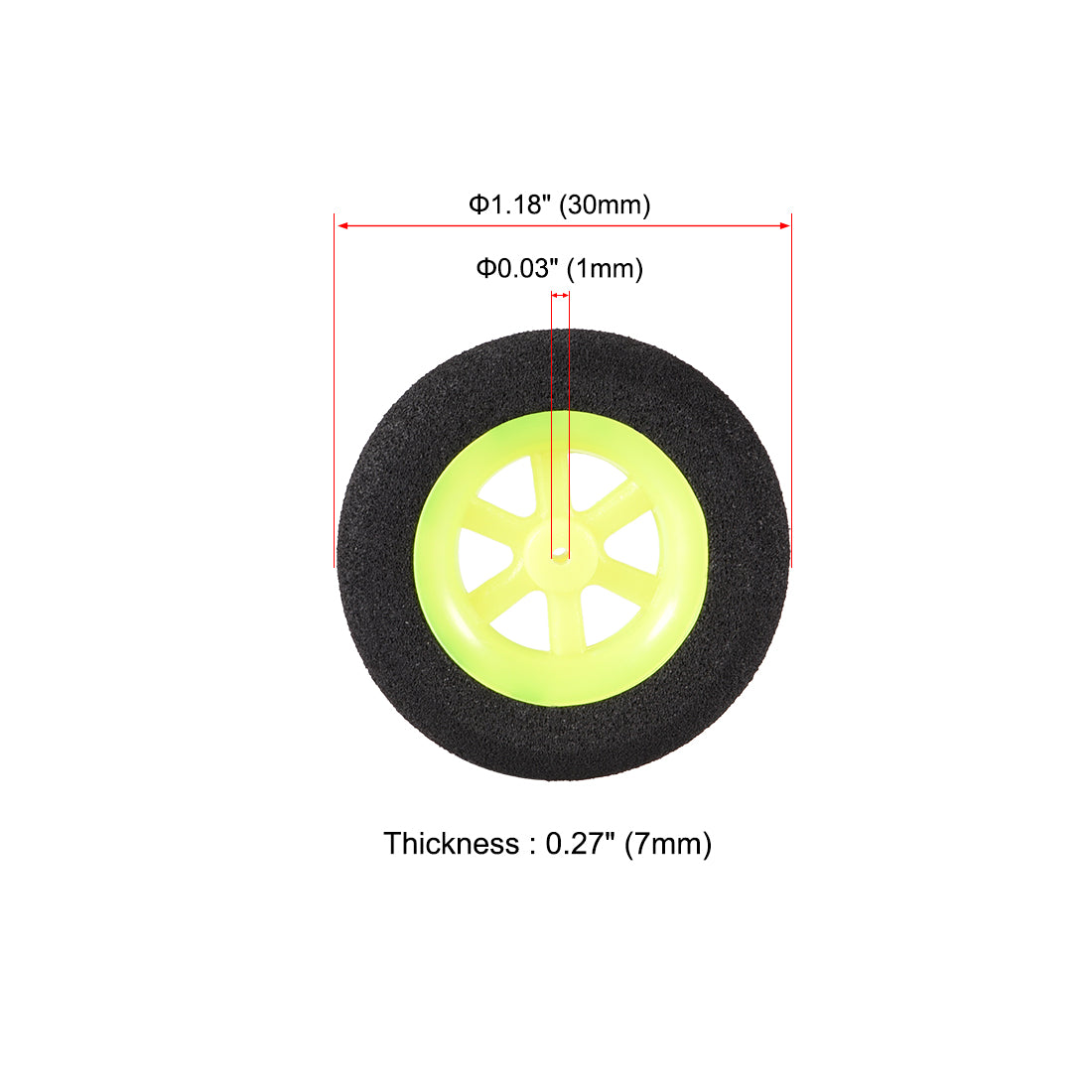 uxcell Uxcell RC Model Plane Aircraft Wheel Micro Sport Wheel 0.03 inch x 1.18 inch -   Wheel 4PCS