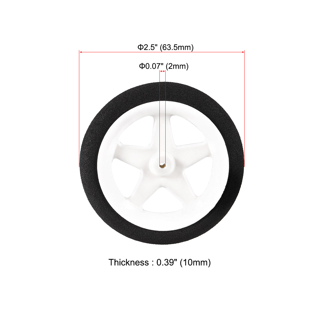uxcell Uxcell RC Model Plane Aircraft Wheel Micro Sport Wheel 0.07 inch x 2.5 inch -   Wheel 6PCS