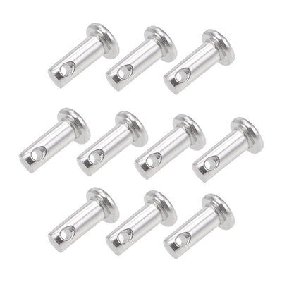 Harfington Uxcell Single Hole Clevis Pins - 4mm x 10mm Flat Head 304 Stainless Steel Link Hinge Pin 10Pcs