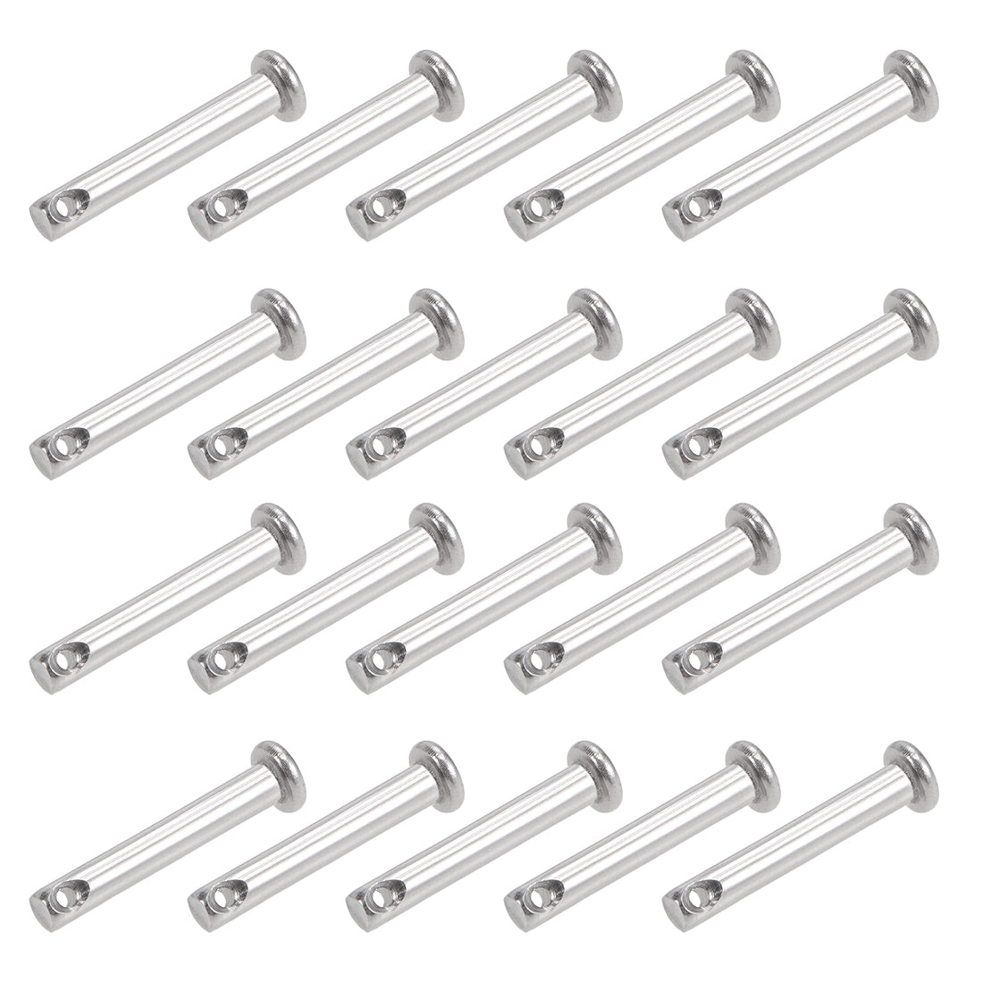 Uxcell Uxcell Single Hole Clevis Pins - 3mm x 10mm Flat Head 304 Stainless Steel Link Hinge Pin 20Pcs