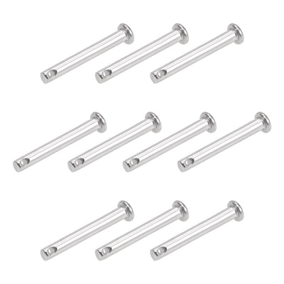 Harfington Uxcell Single Hole Clevis Pins - 3mm x 8mm Flat Head 304 Stainless Steel Link Hinge Pin 10Pcs