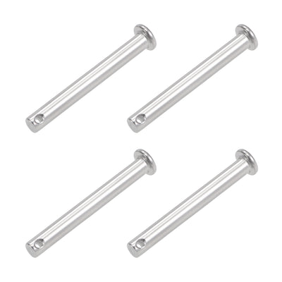 Harfington Uxcell Single Hole Clevis Pins - 10mm x 60mm Flat Head 304 Stainless Steel Link Hinge Pin 4Pcs