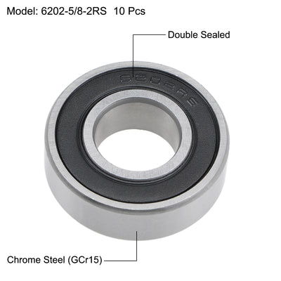 Harfington Deep Groove Ball Bearings Inner Dia OD Bore Double Sealed Chrome Steel