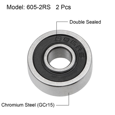 Harfington Uxcell Deep Groove Ball Bearings Z2 Double Sealed Chrome Steel Roller