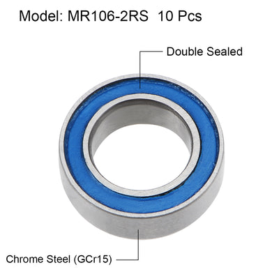 Harfington Uxcell Deep Groove Ball Bearings Metric Double Seal Chrome Steel Blue P0 Z2