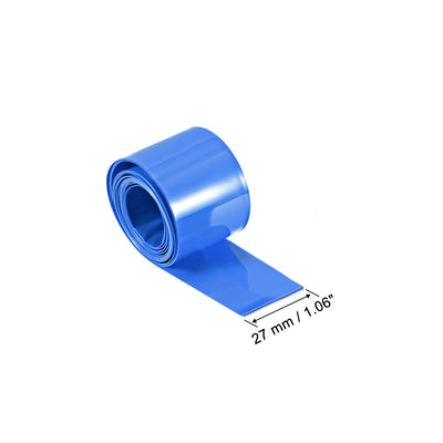 Harfington Uxcell PVC Heat Shrink Tube 27mm Flat Width Wrap for Single 16340 2 Meter Blue
