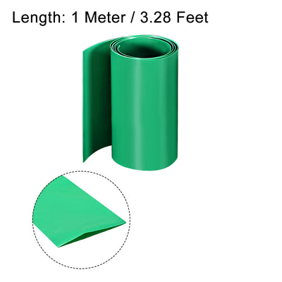Harfington Uxcell PVC Heat Shrink Tube 75mm Flat Width Wrap for Three 18650 5 Meter Green