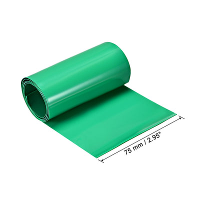Harfington Uxcell PVC Heat Shrink Tube 75mm Flat Width Wrap for Three 18650 5 Meter Green