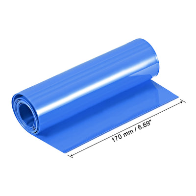 Harfington Uxcell PVC Heat Shrink Tube 170mm Flat Width Wrap for Dual Layer 18650 2 Meter Blue