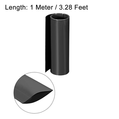 Harfington Uxcell PVC Heat Shrink Tube 200mm Flat Width Wrap for Dual Layer 18650 2 Meter Black