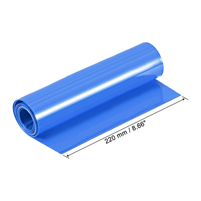 Harfington Uxcell PVC Heat Shrink Tube 220mm Flat Width Wrap for Dual Layer 18650 1 Meter Blue