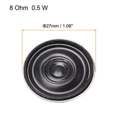 Harfington Uxcell 0.5W 8 Ohm DIY Magnetic Speaker 27mm Round Shape Replacement Loudspeaker for Building Intercom 8pcs