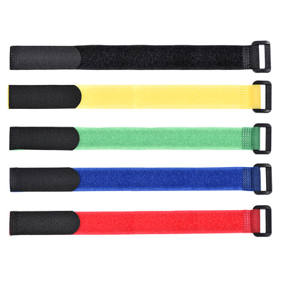 Harfington Uxcell Reusable Cable Ties, 12 Inch Hook and Loop Cord Wrap with Buckle 5 Color 2 Set