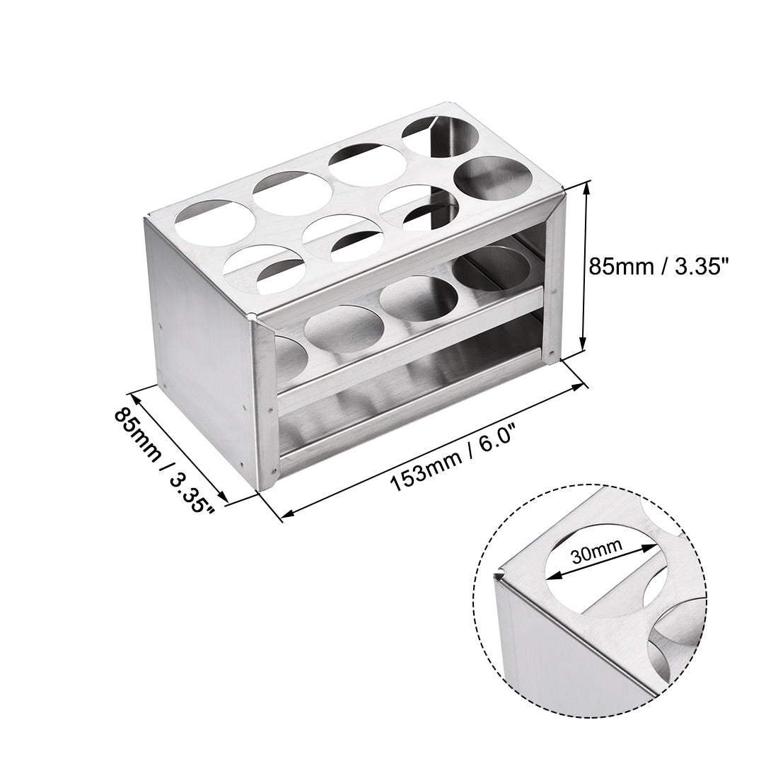 uxcell Uxcell Stainless Steel Test Tube Holder Rack 8 Hole 3 Layer for 26-30mm Tubes