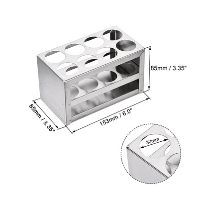 Harfington Uxcell Stainless Steel Test Tube Holder Rack 8 Hole 3 Layer for 26-30mm Tubes