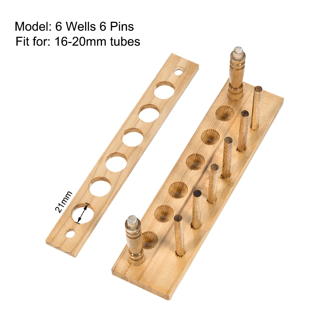 uxcell Uxcell Wooden Test Tube Holder Rack 6 Wells 6 Pins for 16-20mm Centrifuge Tubes 2Pcs