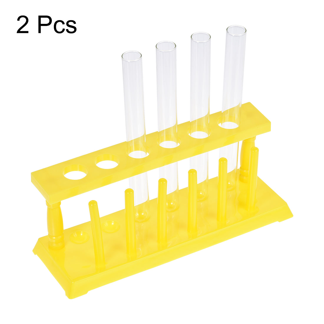 uxcell Uxcell Test Tube Holder Rack 6 Wells 6 Pins for 18-21mm Tubes Yellow 2Pcs