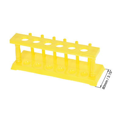 Harfington Uxcell Test Tube Holder Rack 6 Wells 6 Pins for 18-21mm Tubes Yellow 2Pcs