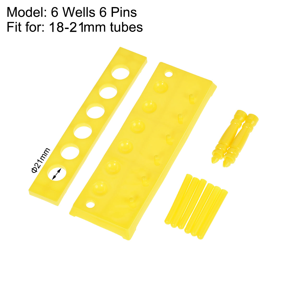 uxcell Uxcell Test Tube Holder Rack 6 Wells 6 Pins for 18-21mm Tubes Yellow 2Pcs