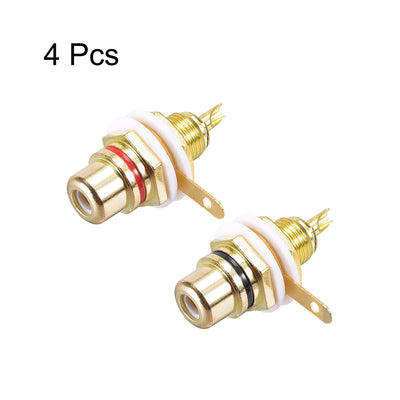 Harfington Uxcell RCA Female Panel Mount Chassis Socket Jack Connector for Amplifier Audio Terminal RCA Plug 4pcs