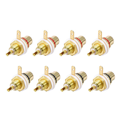 Harfington Uxcell RCA Female Panel Mount Chassis Socket Jack Connector for Amplifier Audio Terminal RCA Plug 8pcs